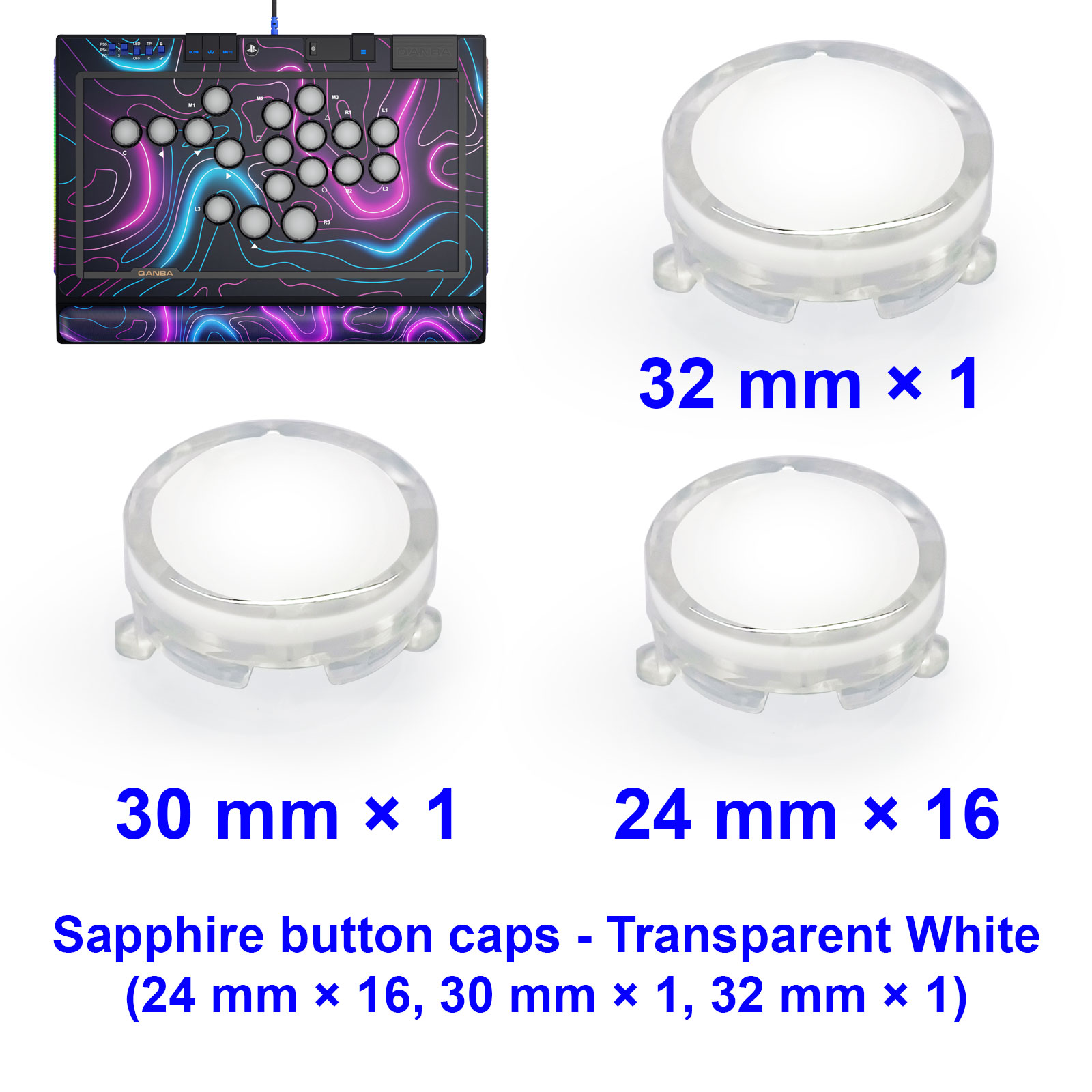 Joystick Arcade Parts - Capuchons de boutons QANBA SAPPHIRE S1,